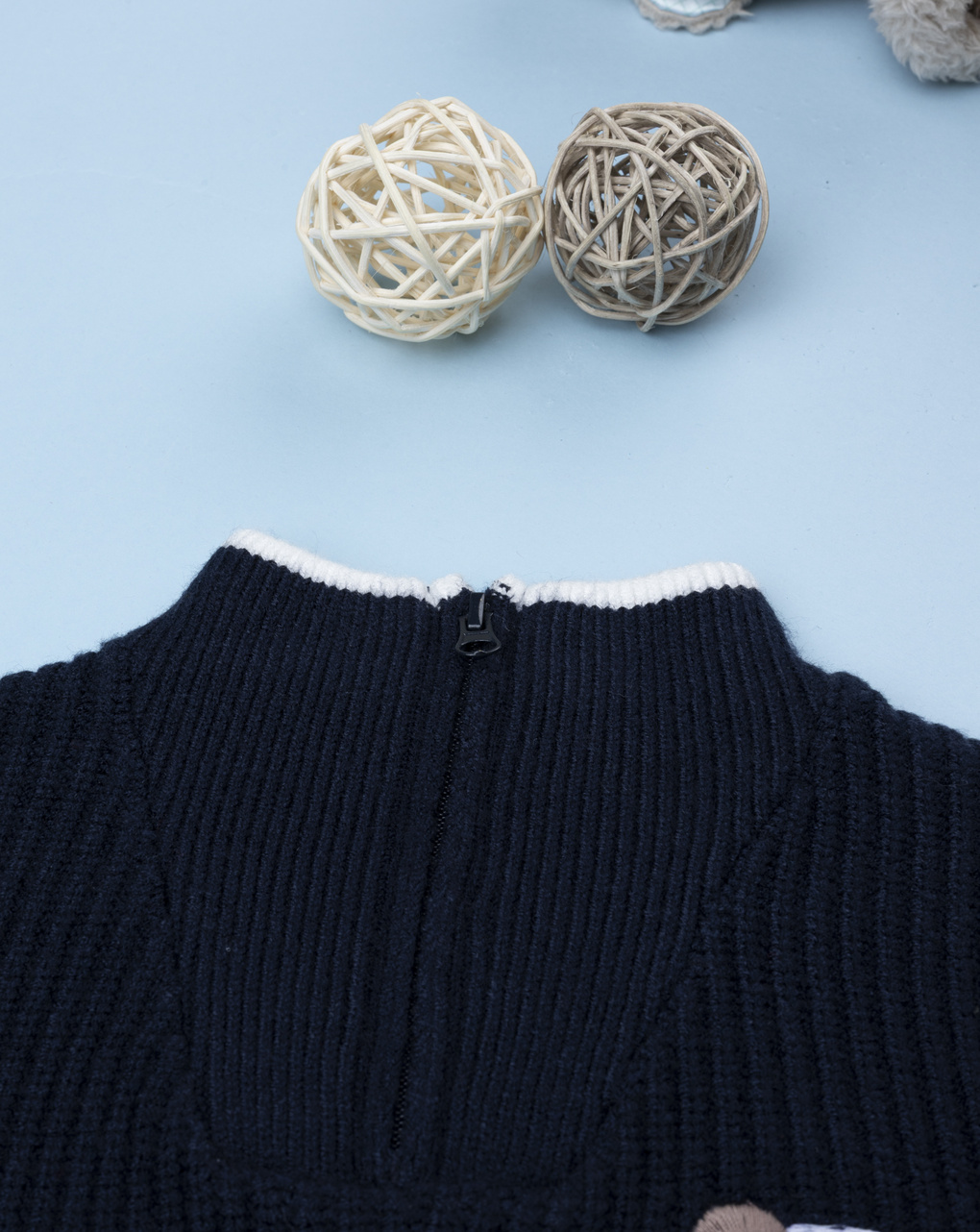 βρεφικό πουλόβερ μπλε με σκυλάκι για αγόρι - Prénatal