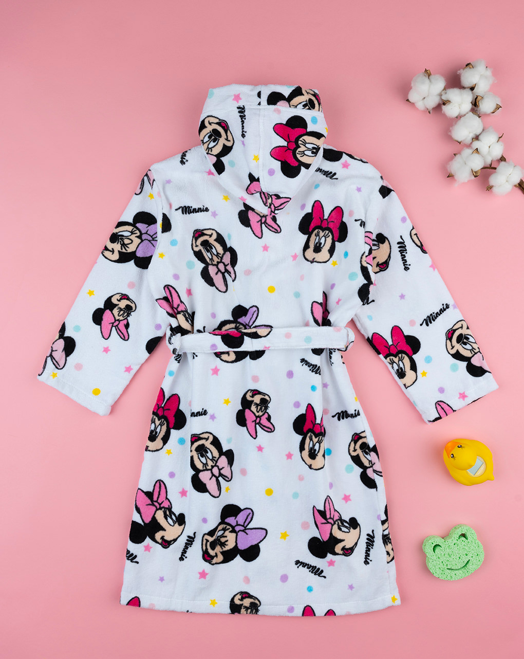 παιδικό μπουρνούζι σενίλ λευκό minnie για κορίτσι - Prénatal