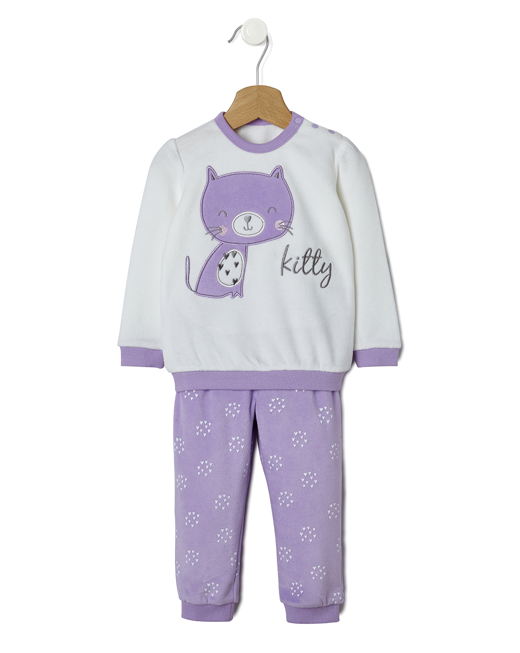 βρεφική πιτζάμα λευκή/λιλά kitty για κορίτσι