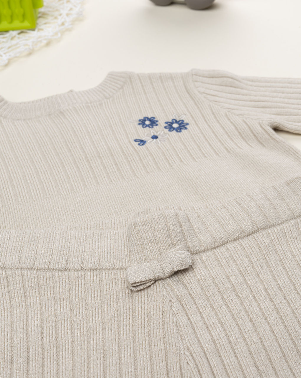 βρεφικό σετ μπλούζα και κολάν μπεζ με λουλούδια για κορίτσι - Prénatal