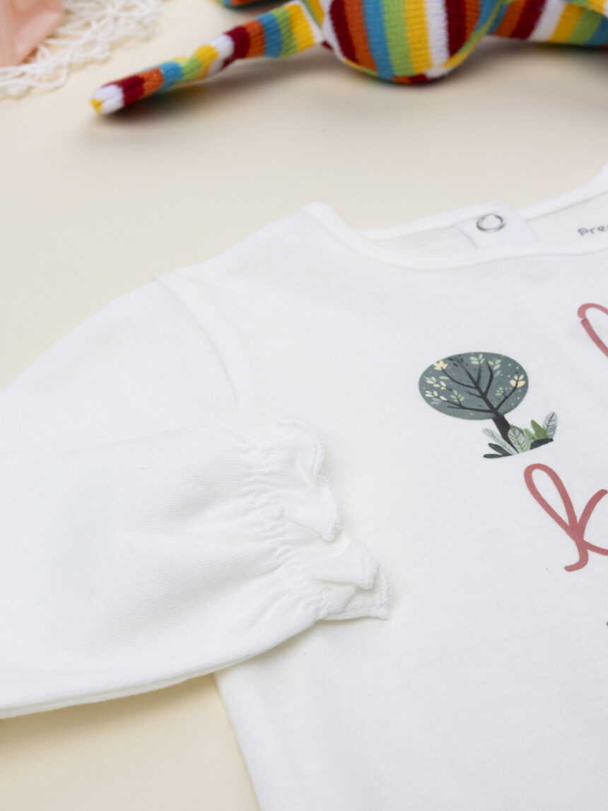 βρεφική μπλούζα λευκή wood για κορίτσι - Prénatal