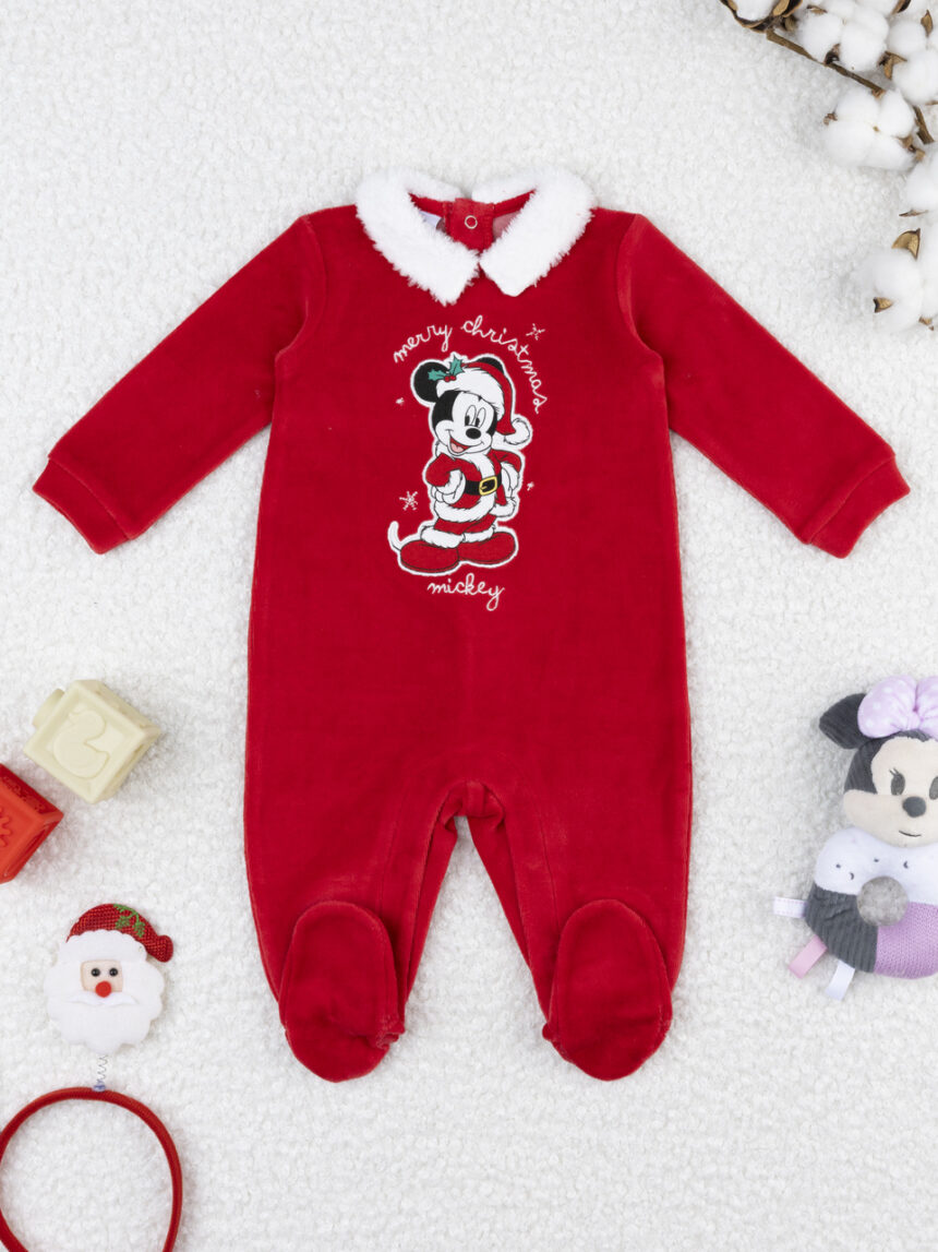 βρεφικό χριστουγεννιάτικο φορμάκι κόκκινο mickey για αγόρι - Prénatal
