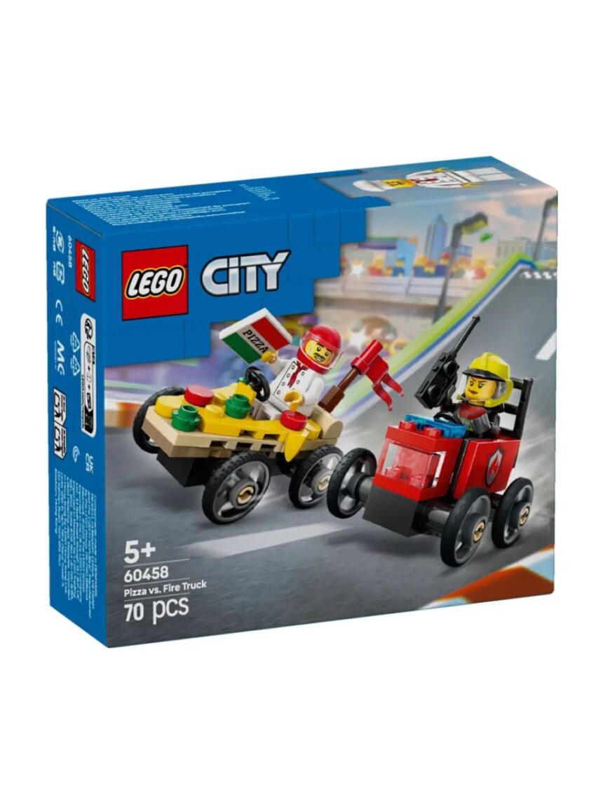 Lego city pizza vs. fire truck race car 60458 - Lego
