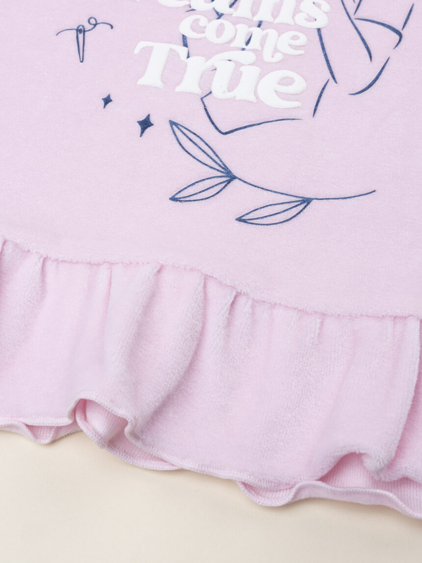 παιδική πιτζάμα σενίλ ροζ σταχτοπούτα για κορίτσι - Prénatal