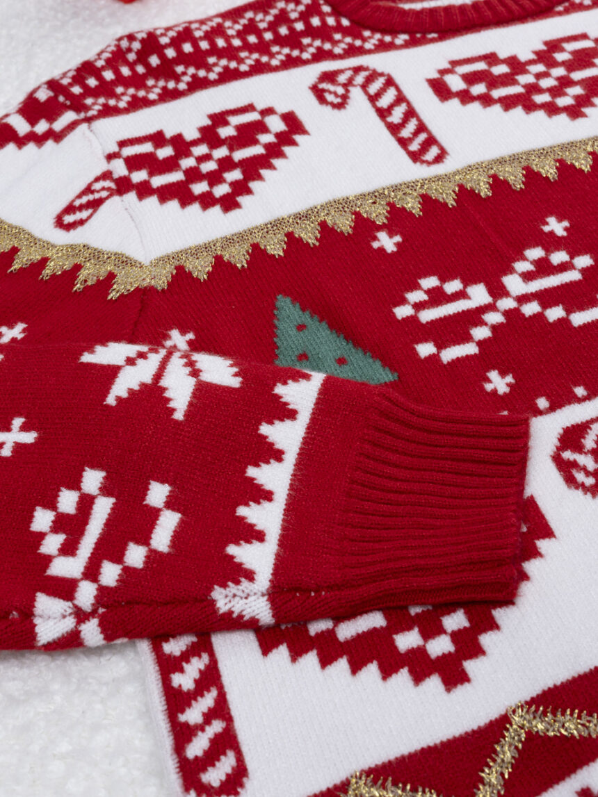 χριστουγεννιάτικο πουλόβερ κόκκινο/λευκό candy cane για τη μαμά - Prénatal