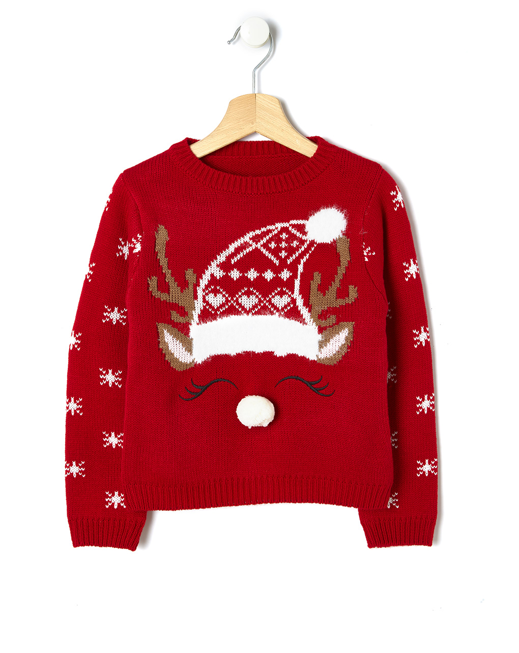 παιδικό χριστουγεννιάτικο πουλόβερ κόκκινο με τάρανδο για κορίτσι - Prénatal