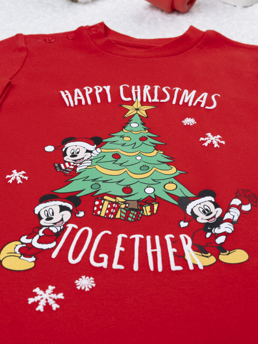 βρεφική χριστουγεννιάτικη πιτζάμα κόκκινη mickey για αγόρι - Prénatal