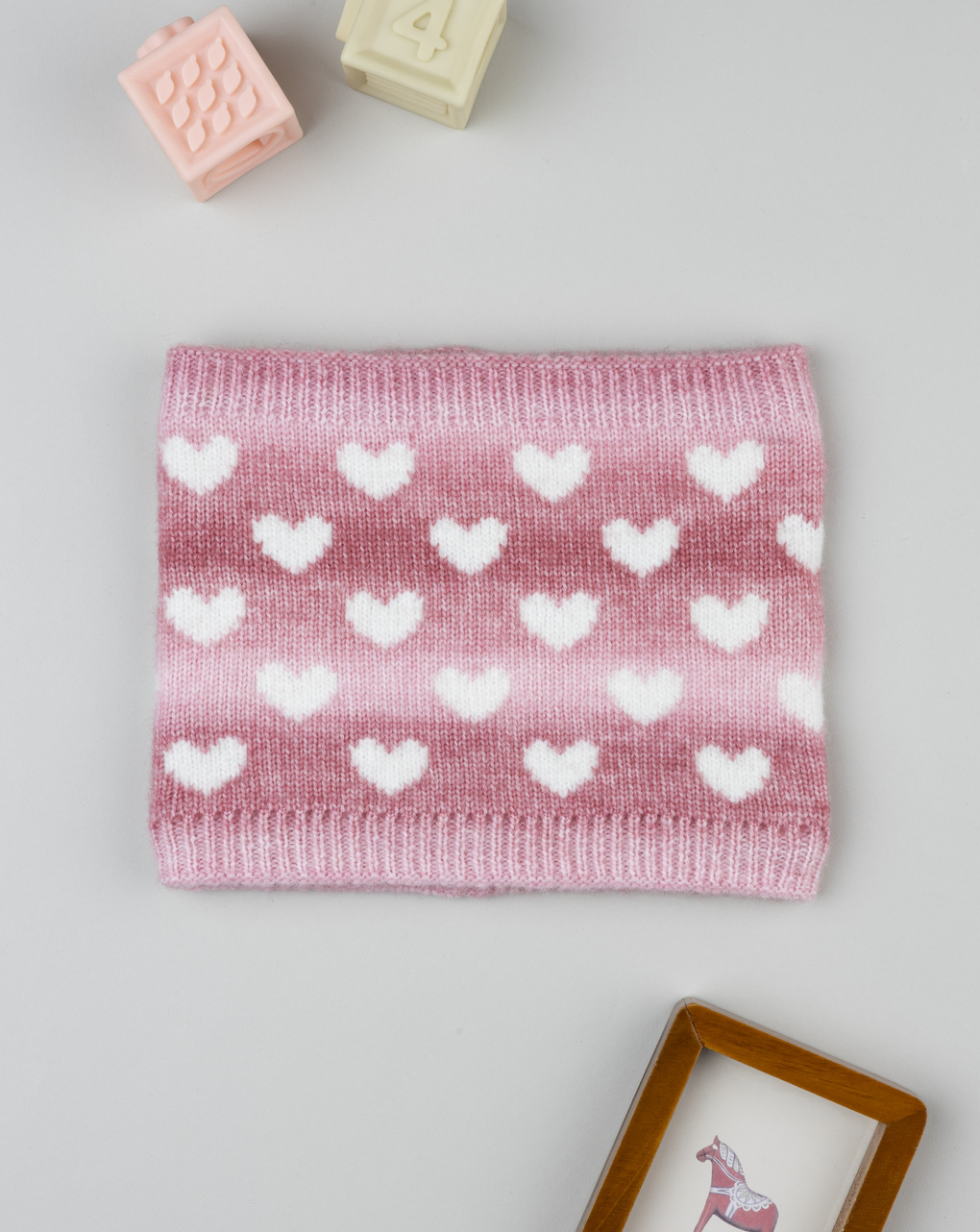 παιδικό κασκόλ λαιμός ροζ με καρδούλες για κορίτσι