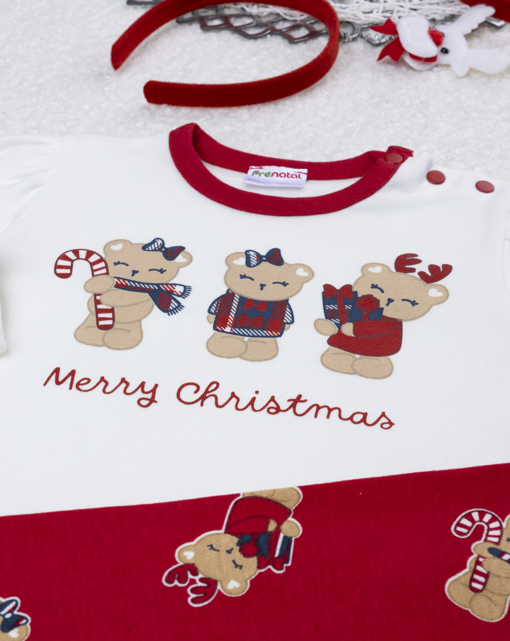 βρεφική χριστουγεννιάτικη πιτζάμα teddies για κορίτσι - Prénatal