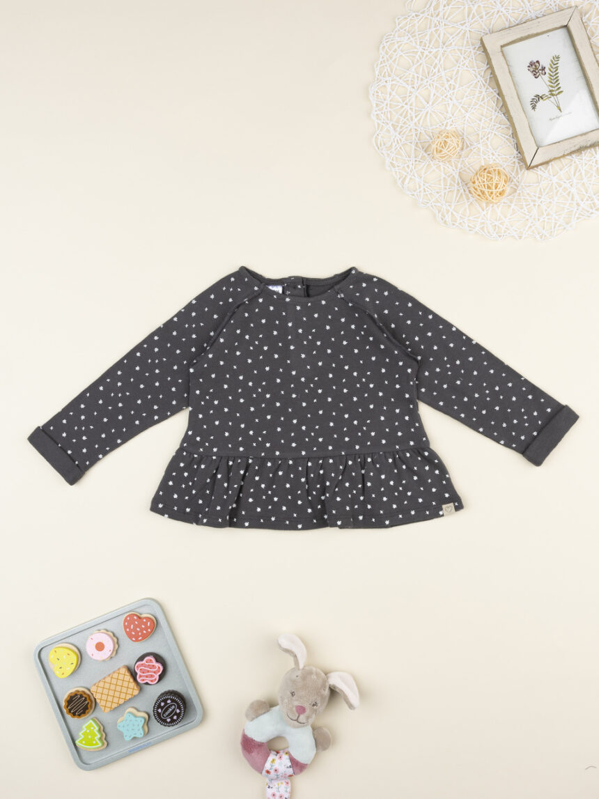 βρεφική μπλούζα γκρι με καρδούλες για κορίτσι - Prénatal