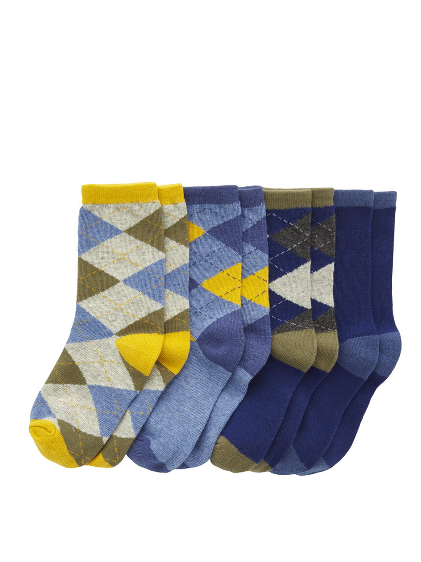 παιδικές κάλτσες μπλε/χακί πακέτο x4 για αγόρι - Prénatal