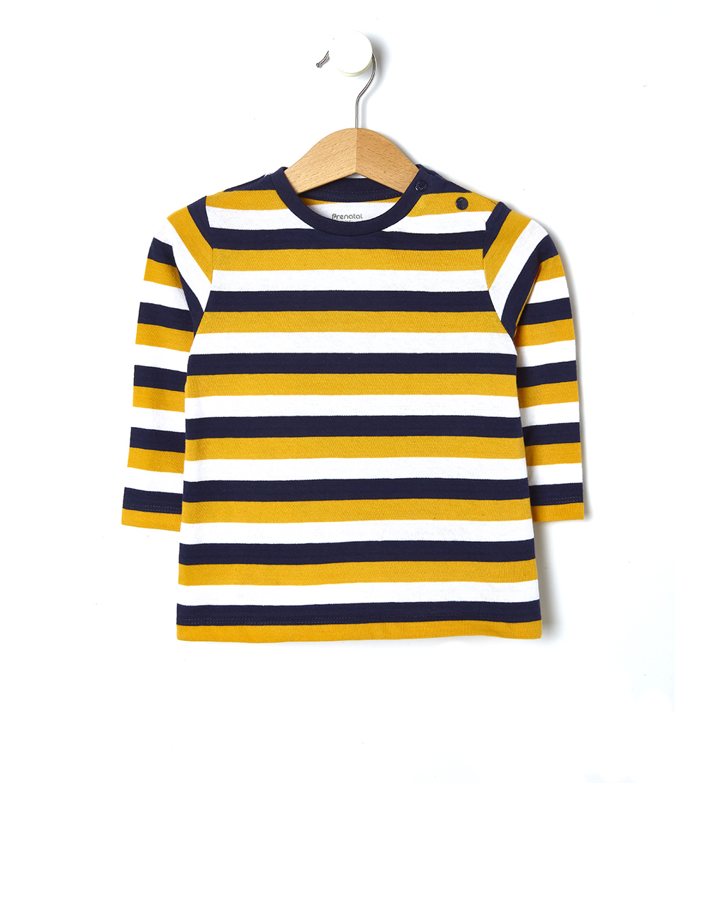 βρεφική μπλούζα ριγέ μπλε/κίτρινη για αγόρι