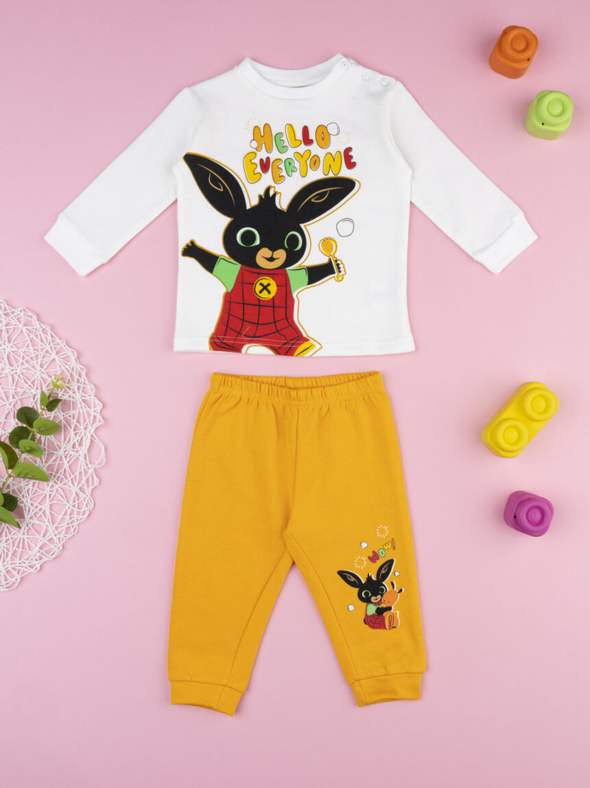 βρεφική πιτζάμα λευκή/πορτοκαλί bing για αγόρι - Prénatal