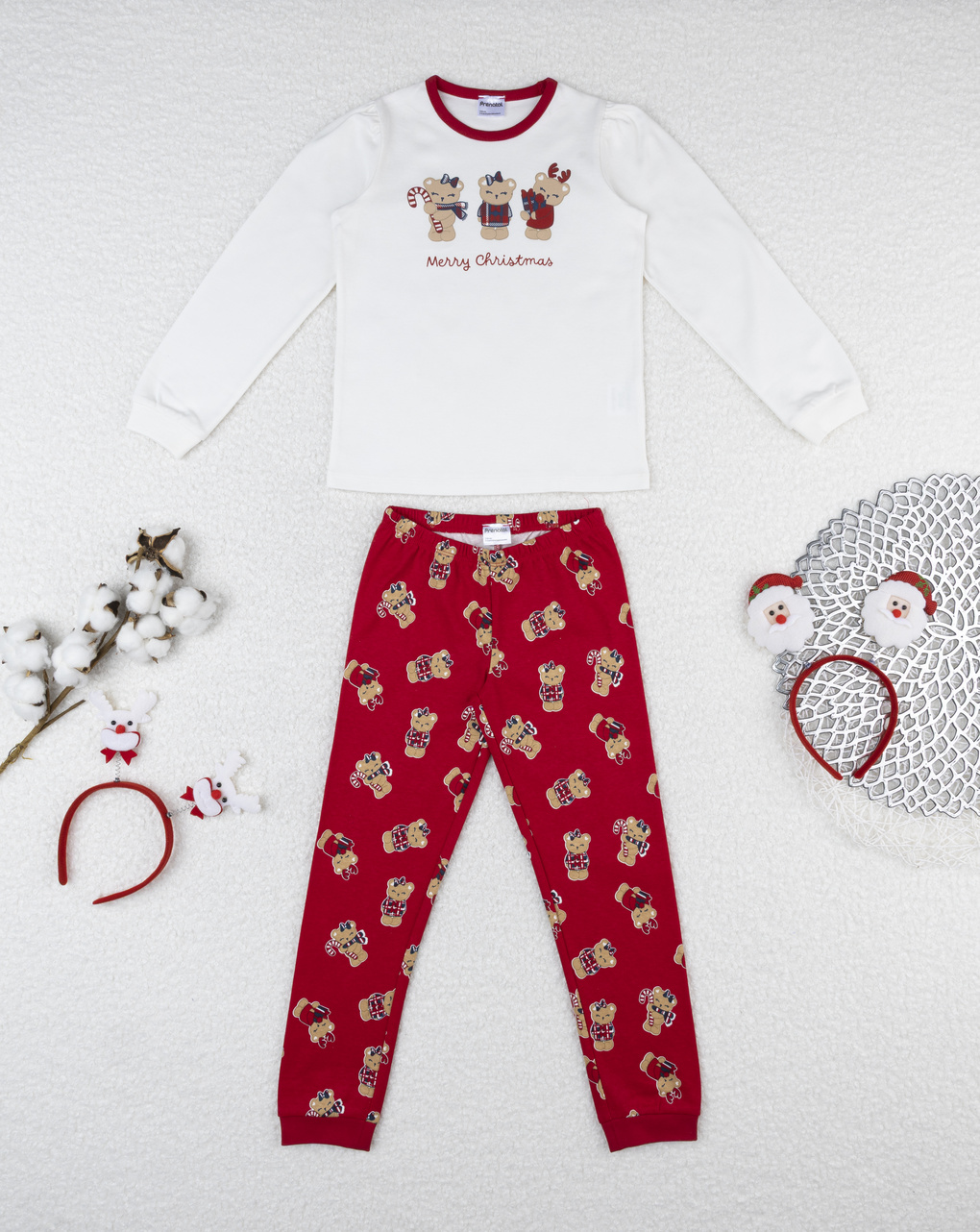 παιδική χριστουγεννιάτικη πιτζάμα teddies για κορίτσι