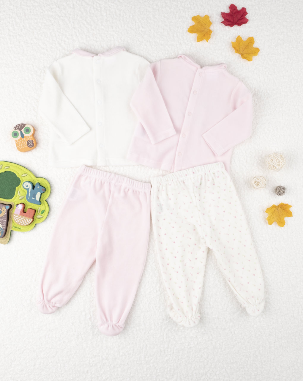 βρεφικά σετάκια σενίλ πακέτο x2 home για κορίτσι - Prénatal