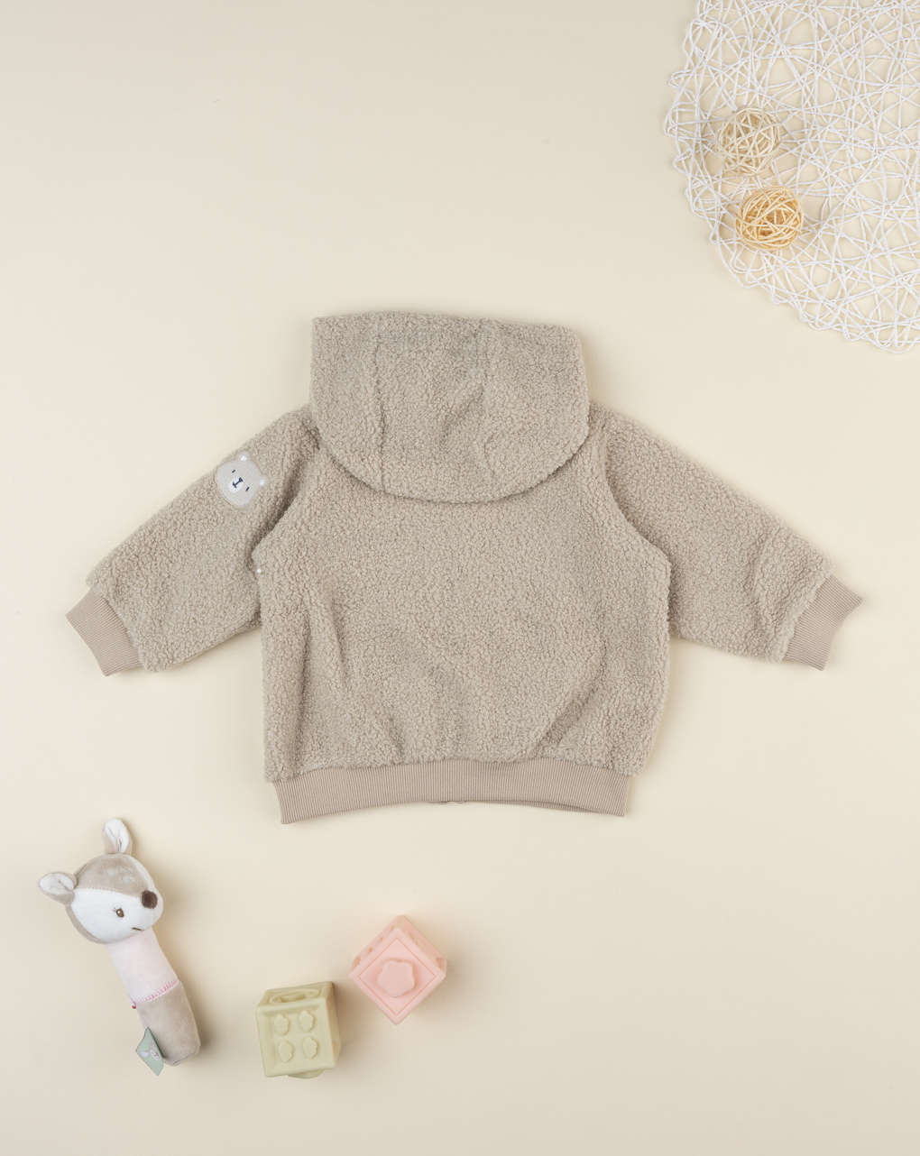 βρεφική ζακέτα μπουκλέ με αρκουδάκι για αγόρι - Prénatal