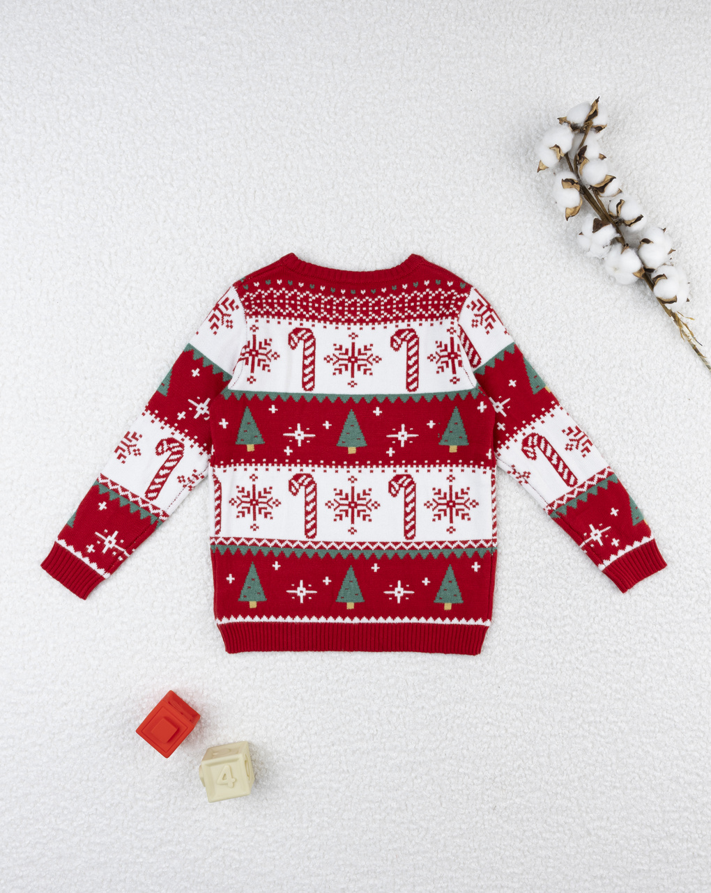 παιδικό χριστουγεννιάτικο πουλόβερ κόκκινο/λευκό candy cane για αγόρι - Prénatal