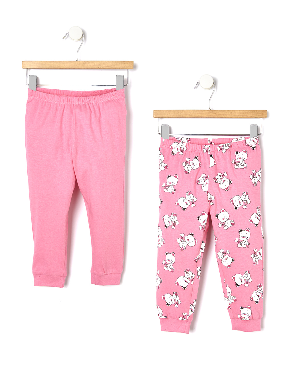 βρεφικές πιτζάμες ροζ/λευκό με αρκουδάκια πακέτο x2 για κορίτσι - Prénatal