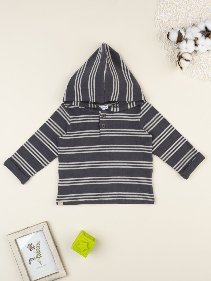 βρεφική μπλούζα γκρι ριγέ για αγόρι - Prénatal