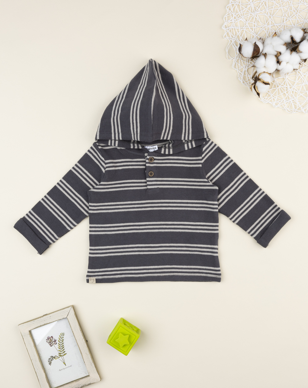 βρεφική μπλούζα γκρι ριγέ για αγόρι