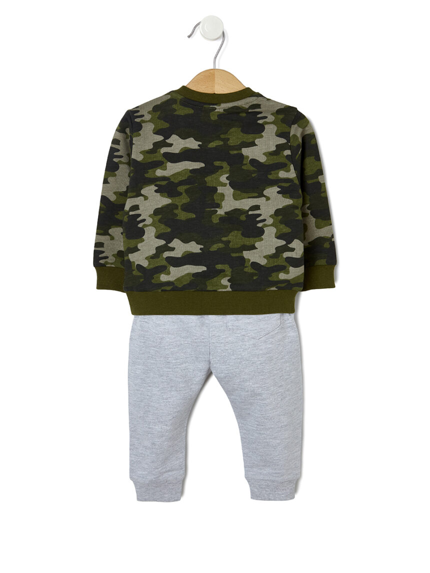 βρεφική πιτζάμα χακί/γκρι με τερατάκι για αγόρι - Prénatal