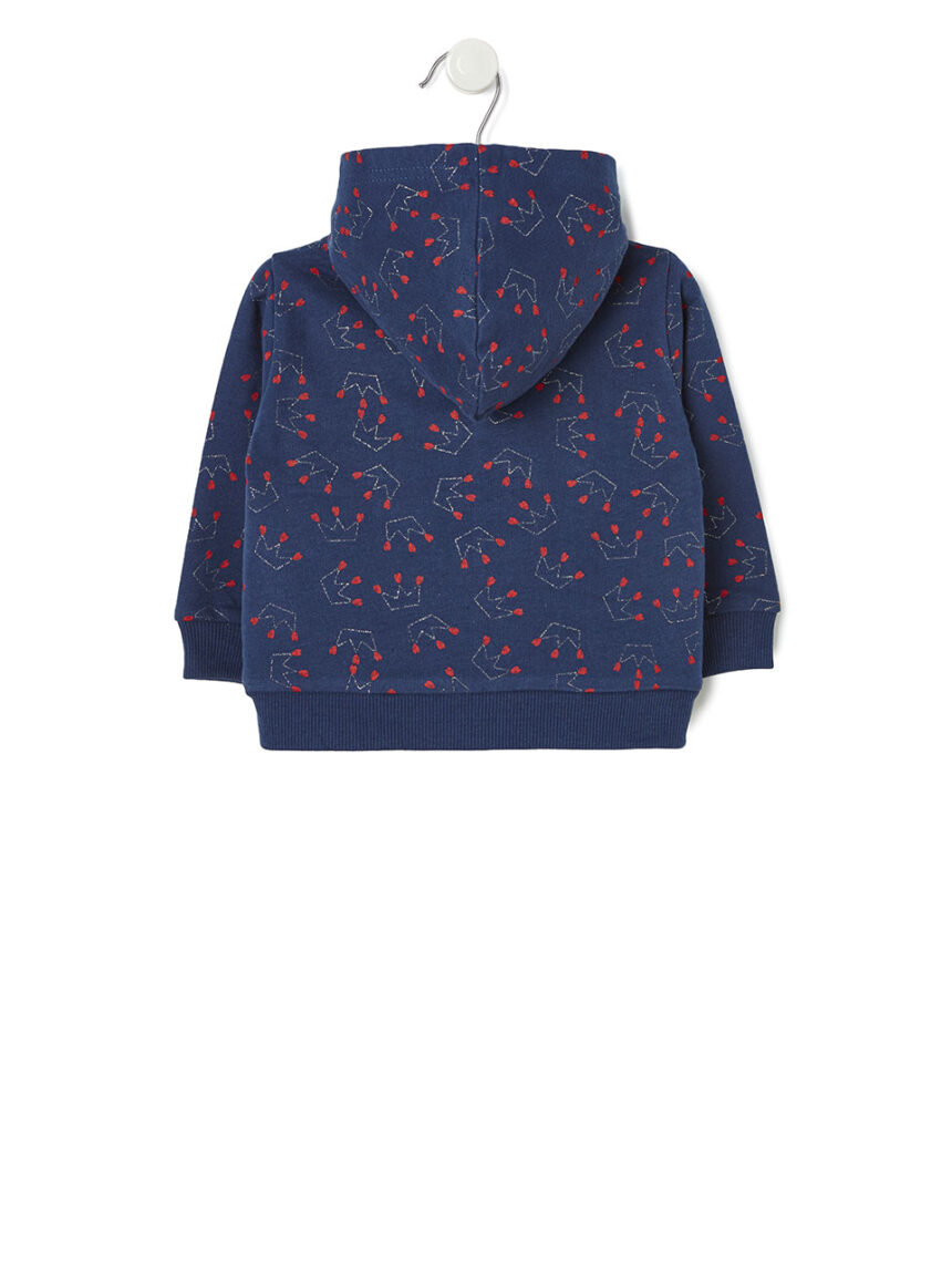 βρεφική ζακέτα φούτερ μπλε με στέμματα για κορίτσι - Prénatal