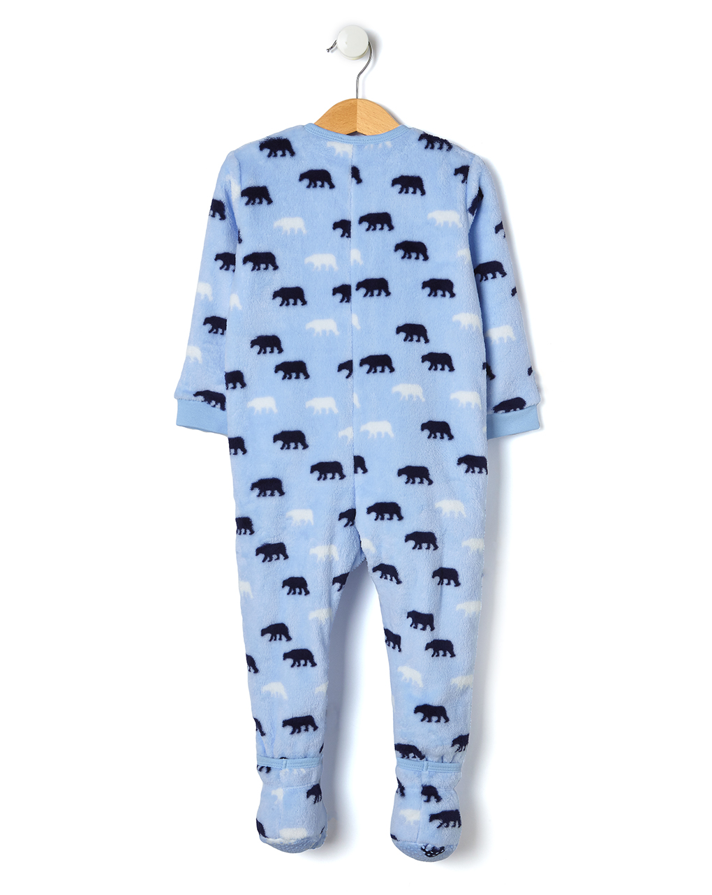 βρεφική ολόσωμη πιτζάμα fleece γαλάζια με αρκούδες για αγόρι - Prénatal