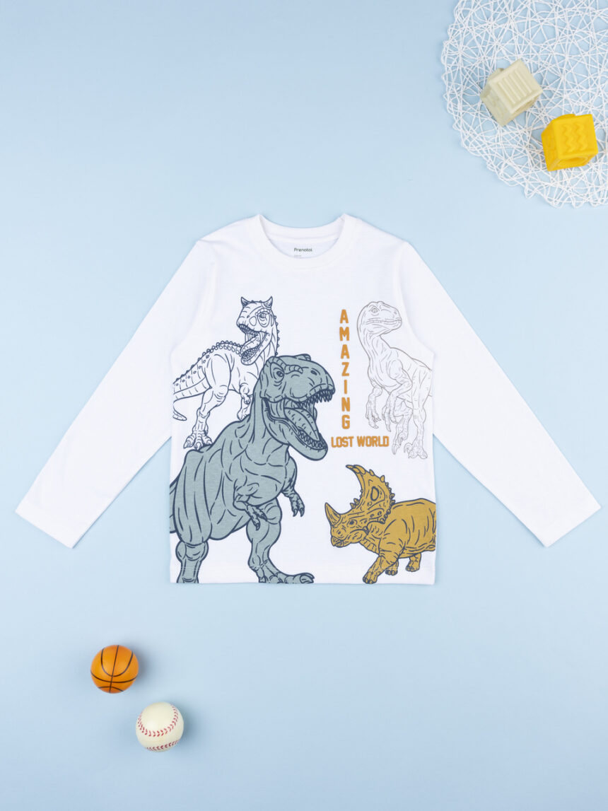 παιδική μπλούζα λευκή dinos για αγόρι - Prénatal