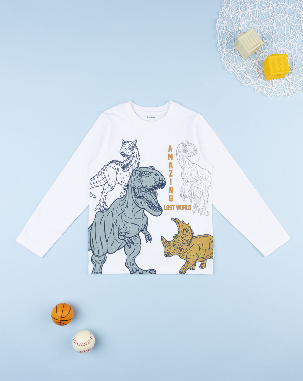 παιδική μπλούζα λευκή dinos για αγόρι