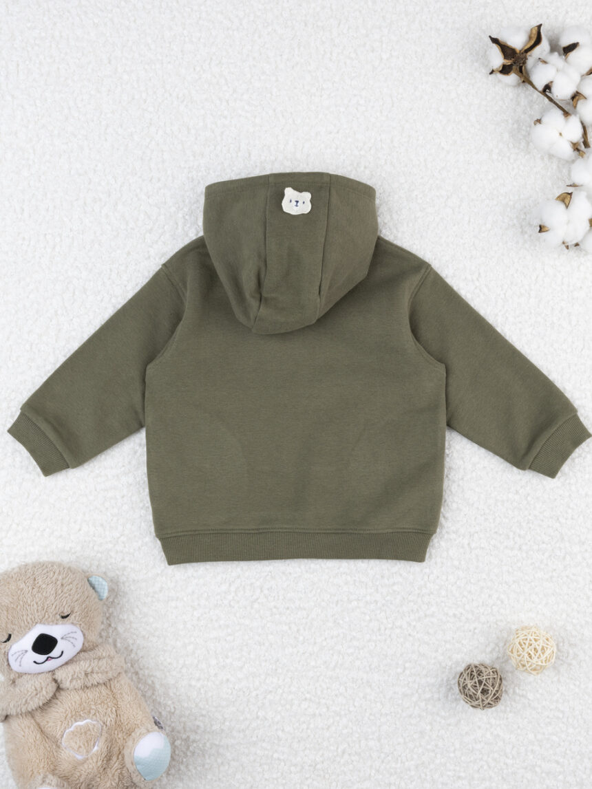 βρεφική μπλούζα φούτερ χακί με αρκουδάκι για αγόρι - Prénatal