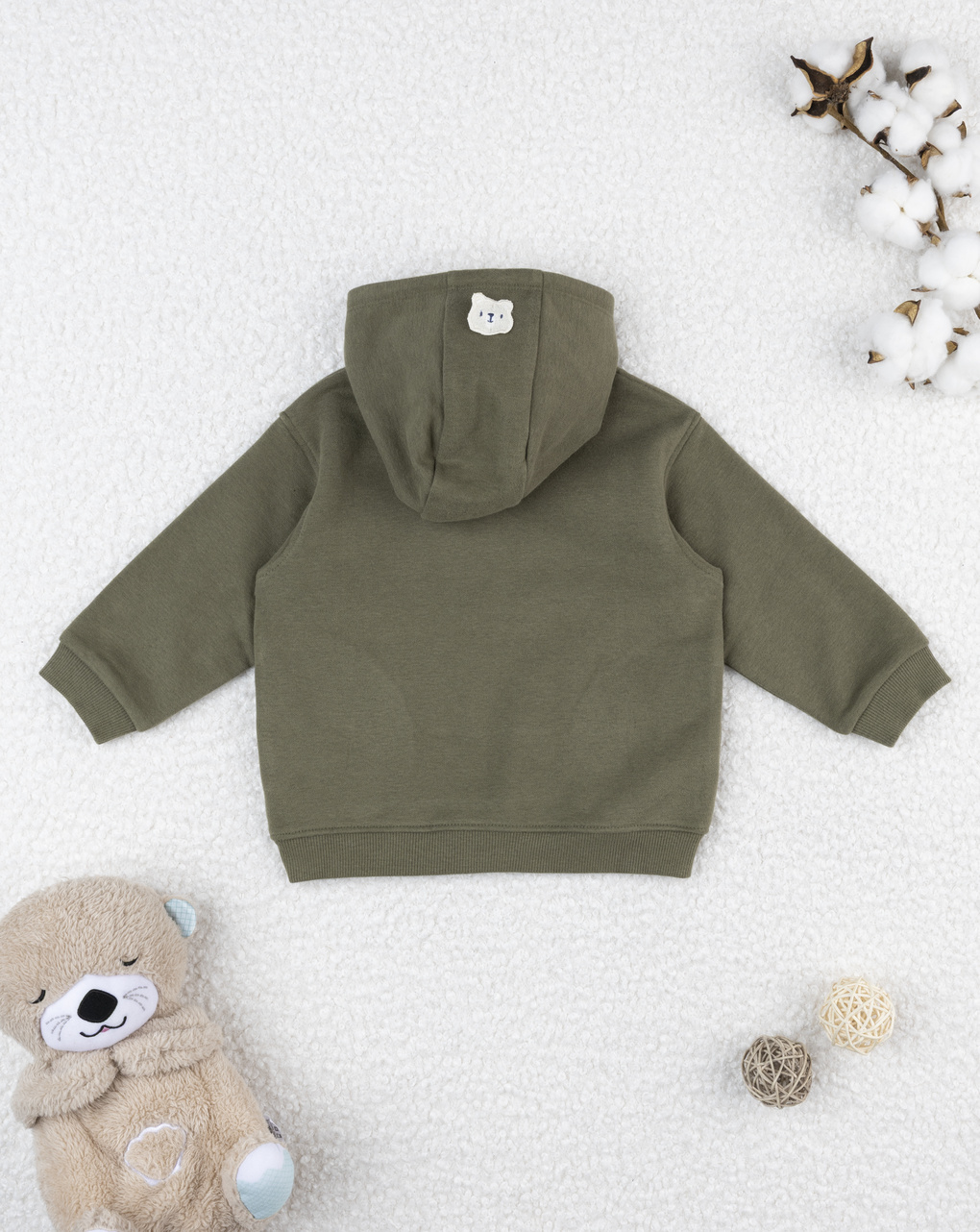 βρεφική μπλούζα φούτερ χακί με αρκουδάκι για αγόρι - Prénatal