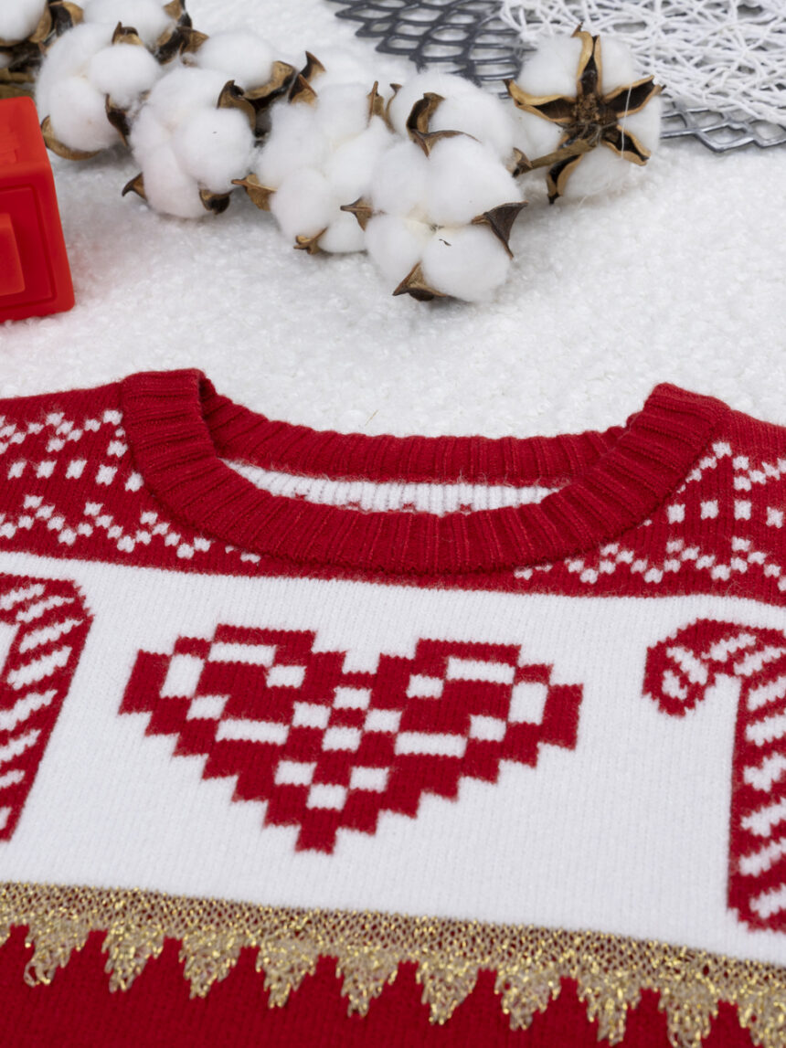 χριστουγεννιάτικο πουλόβερ κόκκινο/λευκό candy cane για τη μαμά - Prénatal
