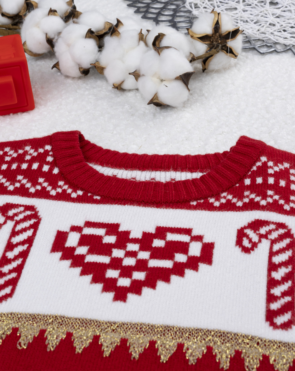 χριστουγεννιάτικο πουλόβερ κόκκινο/λευκό candy cane για τη μαμά - Prénatal