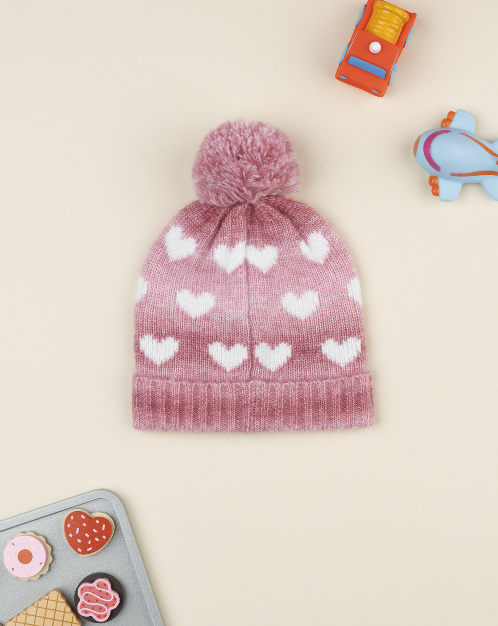 παιδικό σκουφάκι ροζ με καρδούλες για κορίτσι - Prénatal