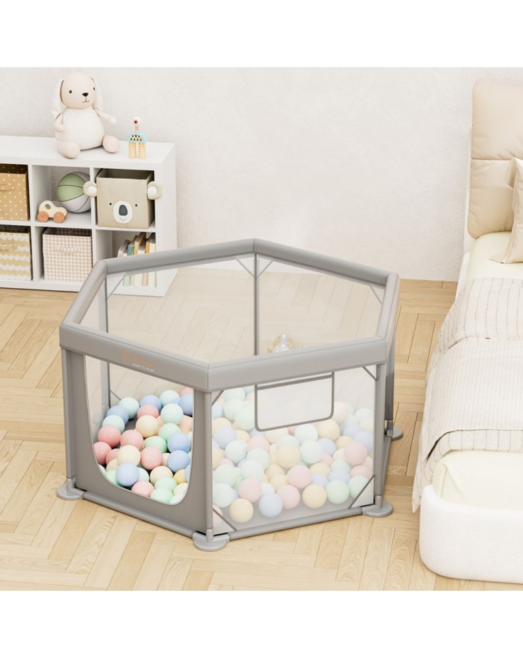 Bebe stars παρκοκρέβατο πολύγωνο nestilo grey 889-100 - Bebe Stars