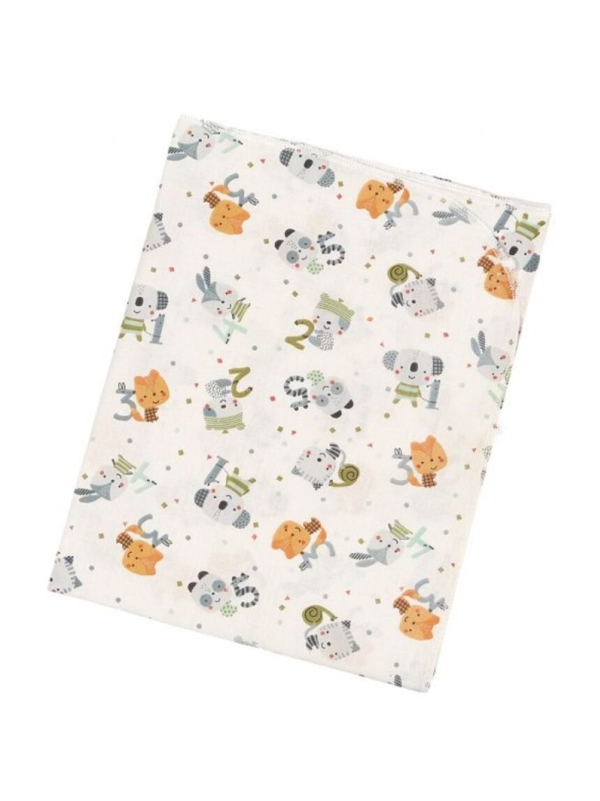 ο κόσμος του μωρού πάνα σεντονόπανου 80×80 cm numbers green 30086 - O KOSMOS TOU MOROU