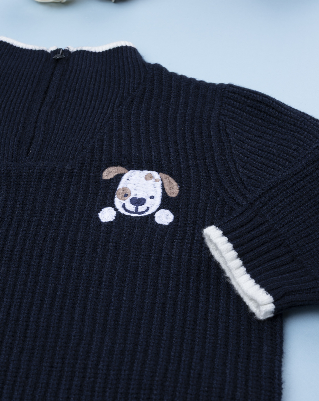 βρεφικό πουλόβερ μπλε με σκυλάκι για αγόρι - Prénatal