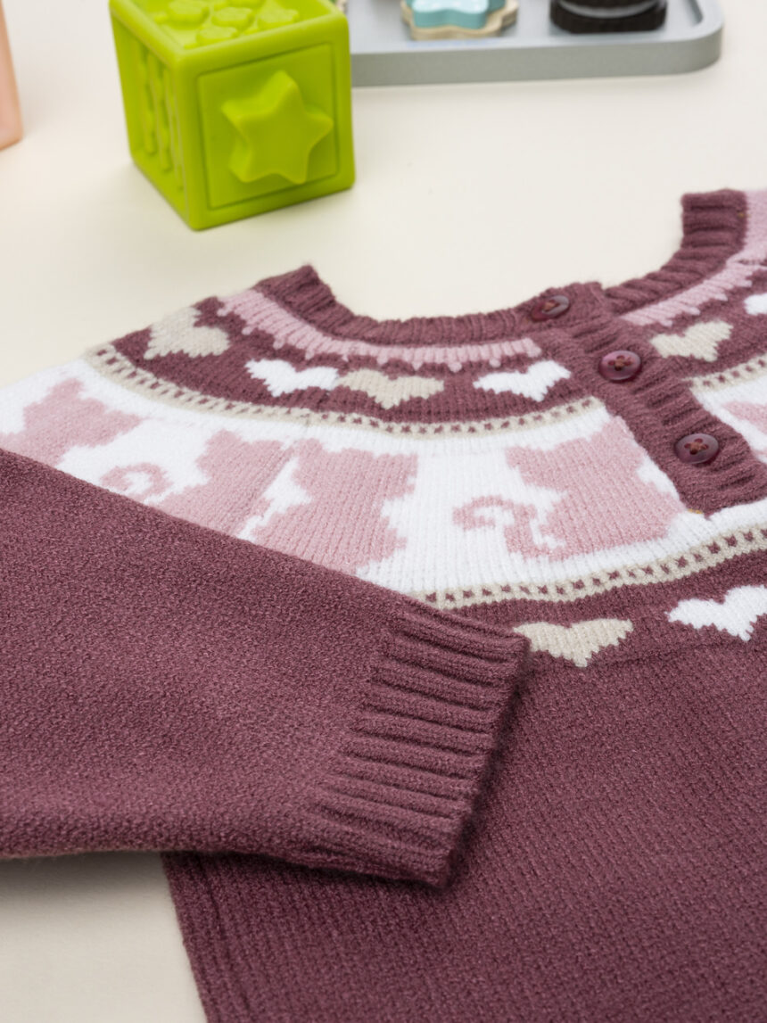 βρεφικό πουλόβερ σάπιο μήλο ζακάρ με γατάκια για κορίτσι - Prénatal