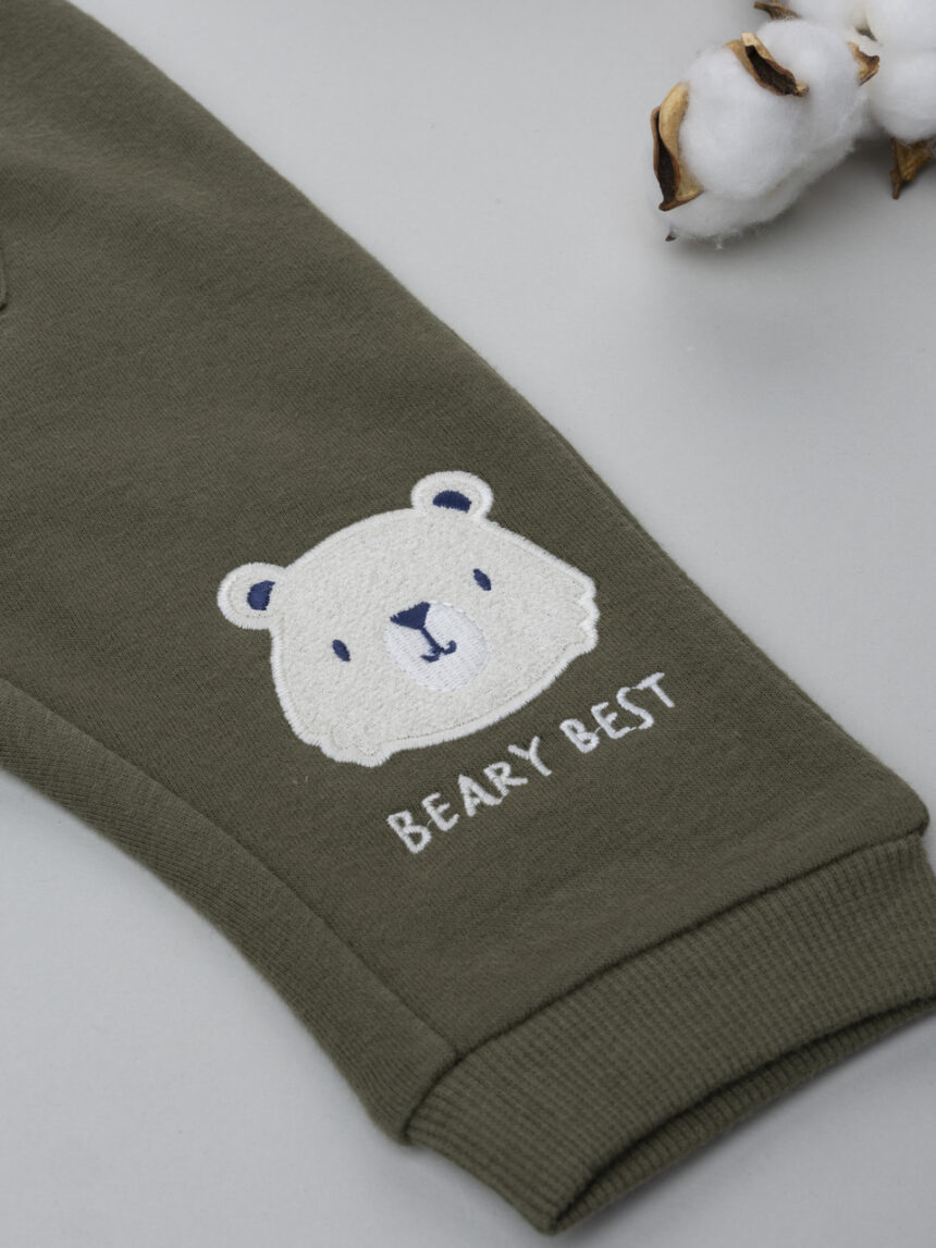 βρεφικό παντελόνι φόρμας χακί με αρκουδάκια για αγόρι - Prénatal