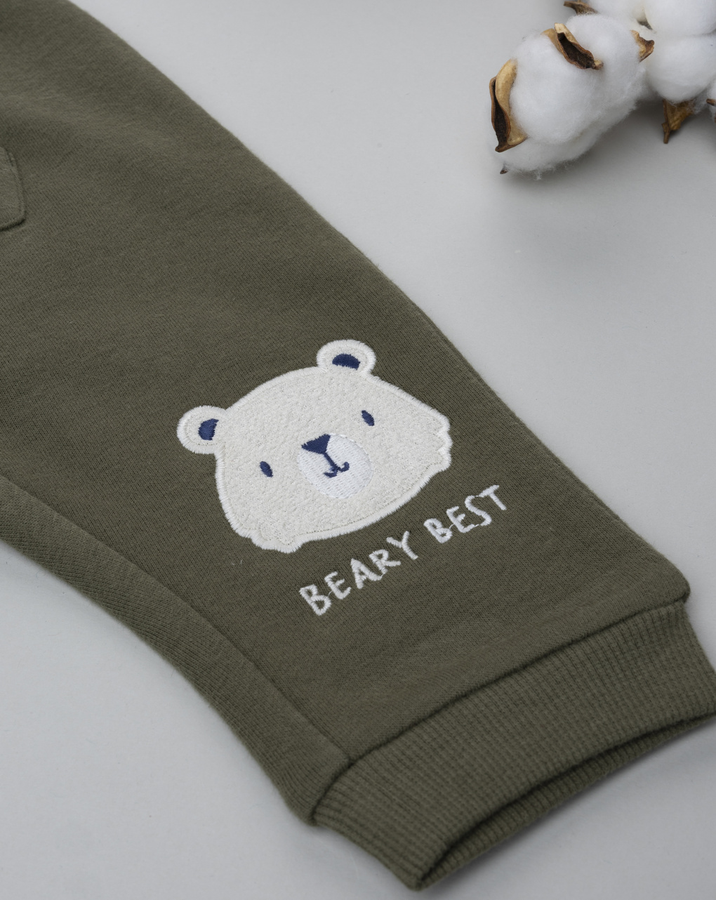 βρεφικό παντελόνι φόρμας χακί με αρκουδάκια για αγόρι - Prénatal