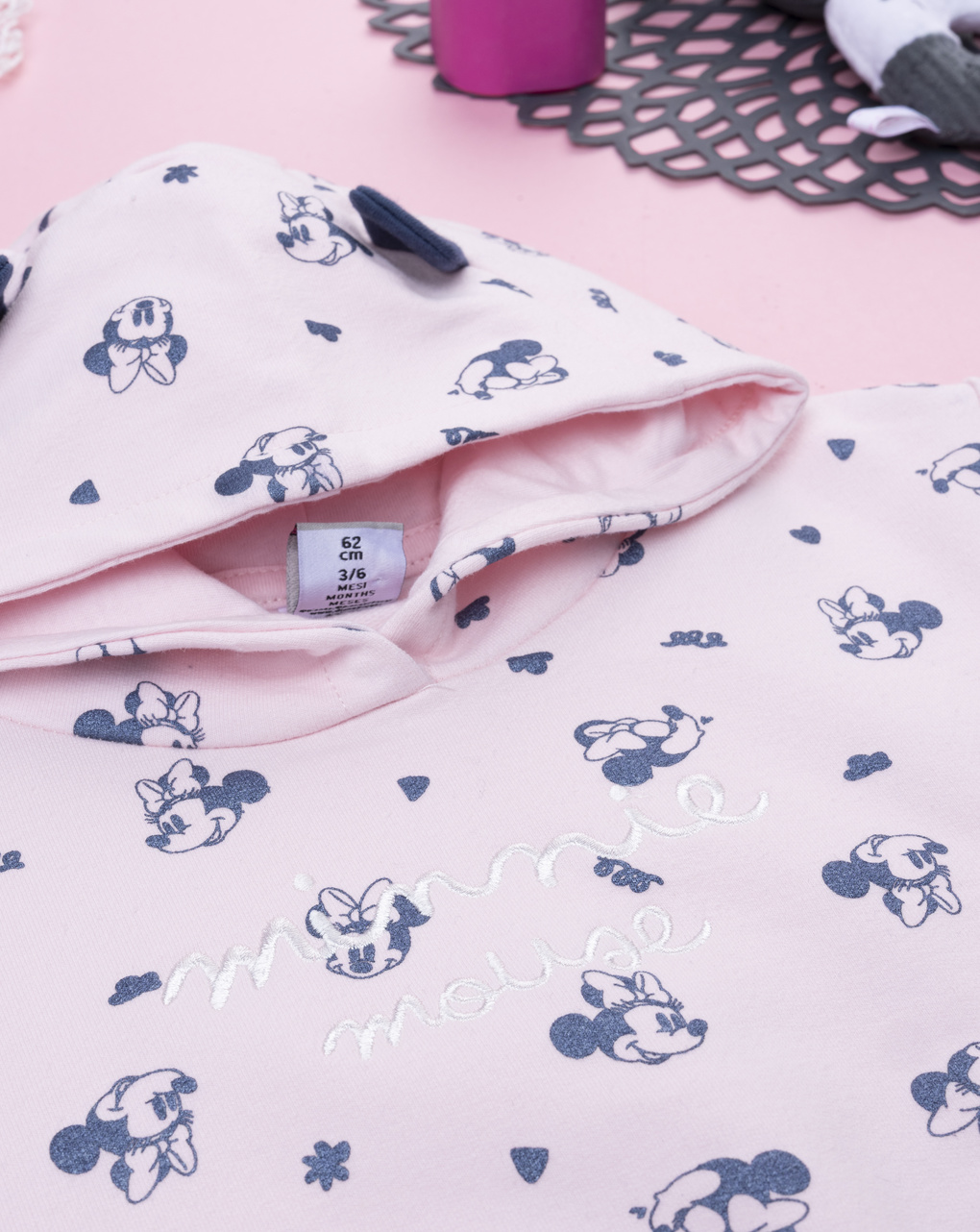 βρεφική μπλούζα φούτερ ροζ minnie για κορίτσι - Prénatal