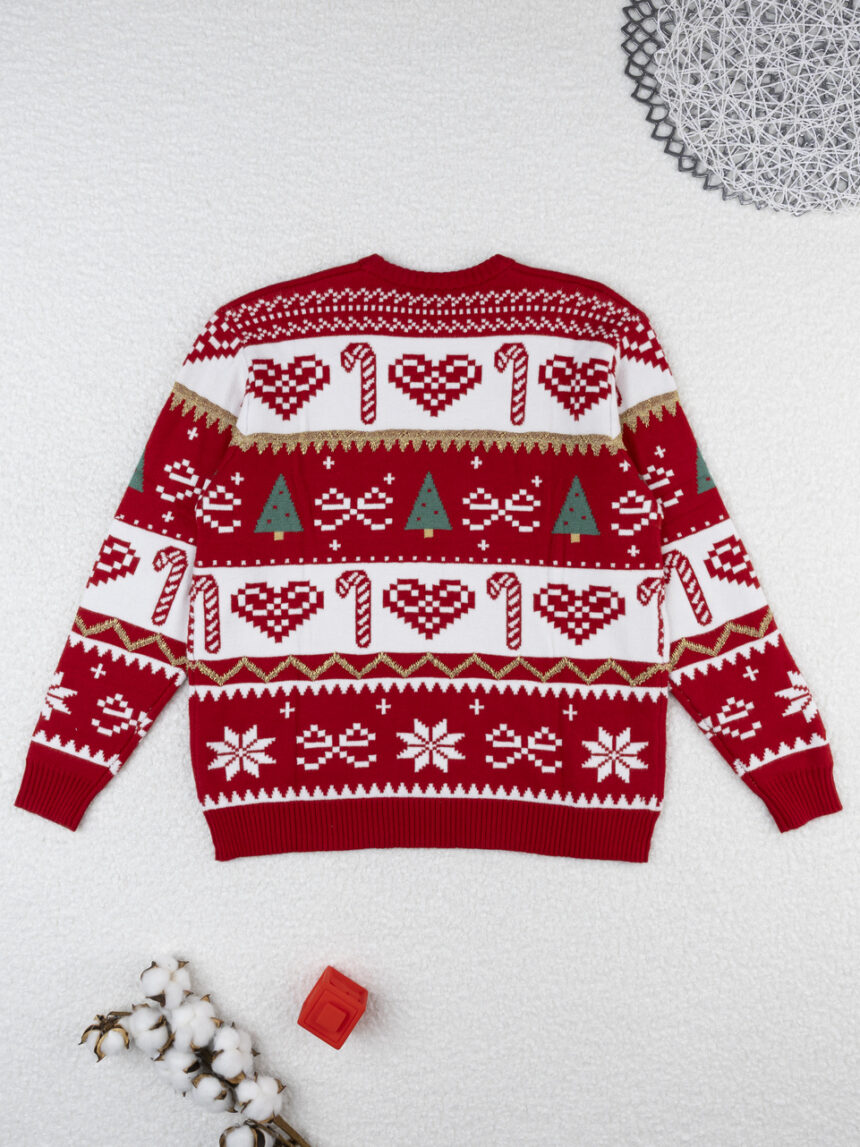 χριστουγεννιάτικο πουλόβερ κόκκινο/λευκό candy cane για τη μαμά - Prénatal