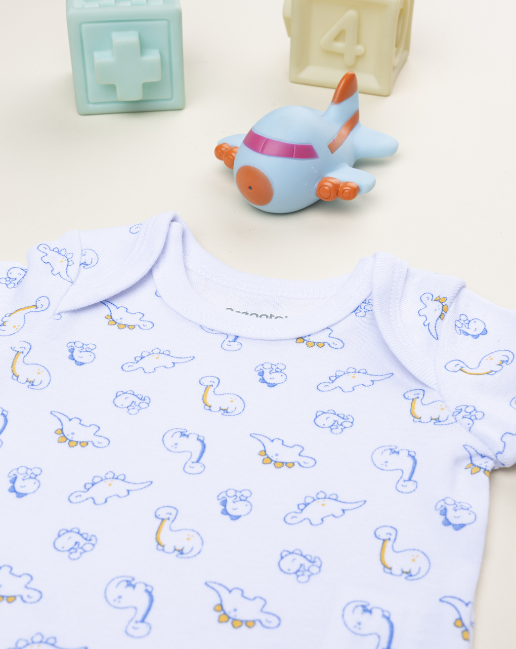 βρεφικό κορμάκι λευκό με δεινόσαυρους για αγόρι - Prénatal