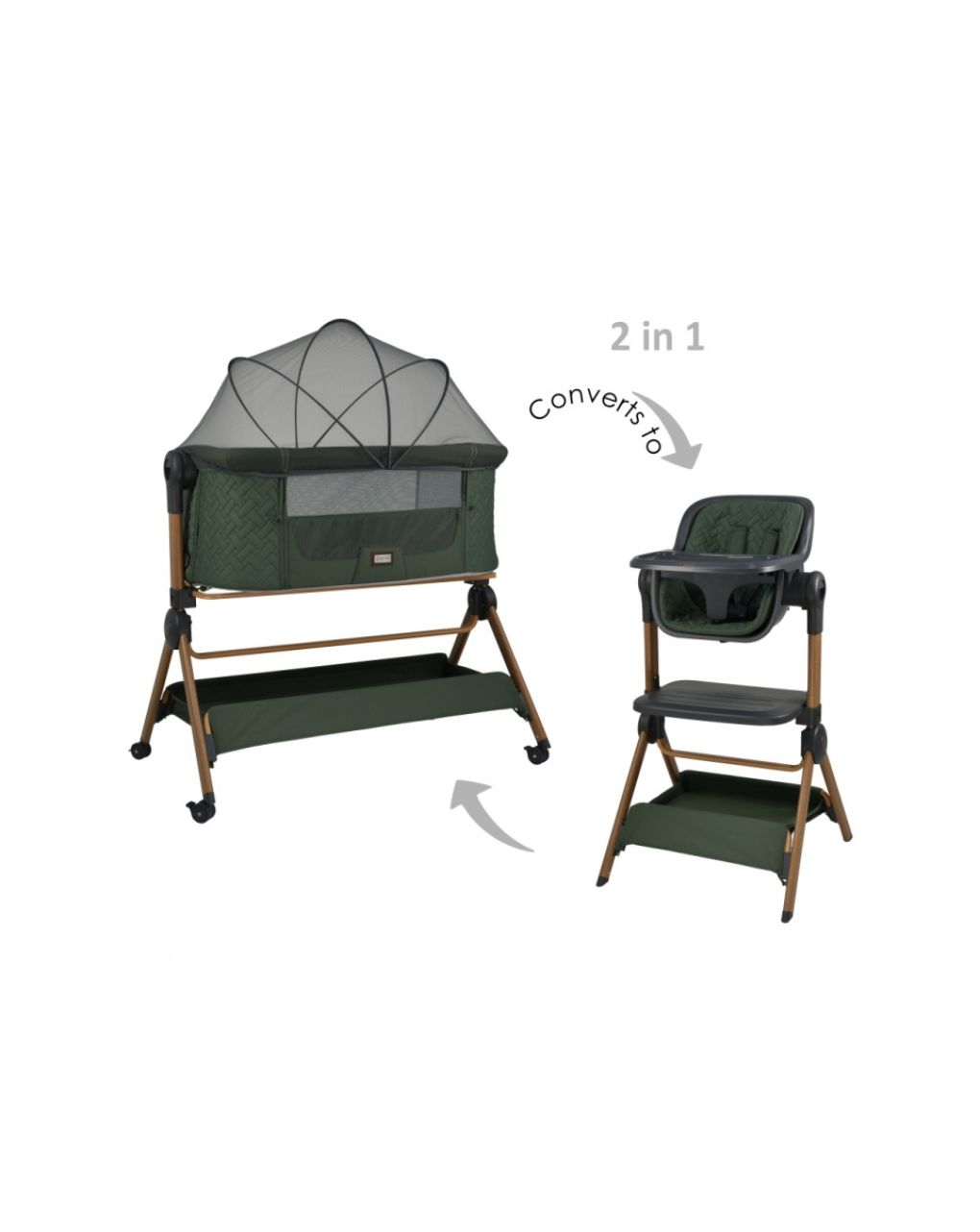 Bebe stars λίκνο-καρέκλα φαγητού serenity 2 in 1 forest green 846-176