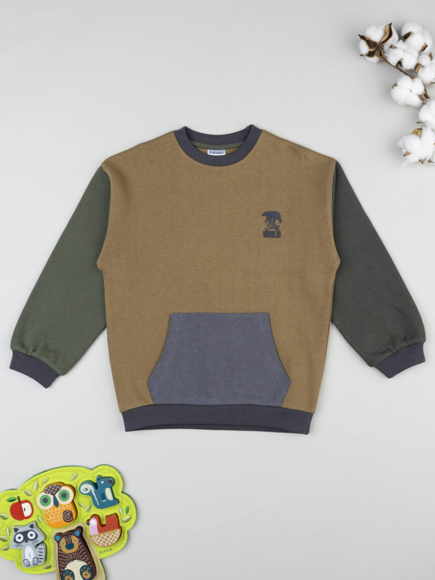 παιδική μπλούζα φούτερ καφέ stay wild για αγόρι - Prénatal
