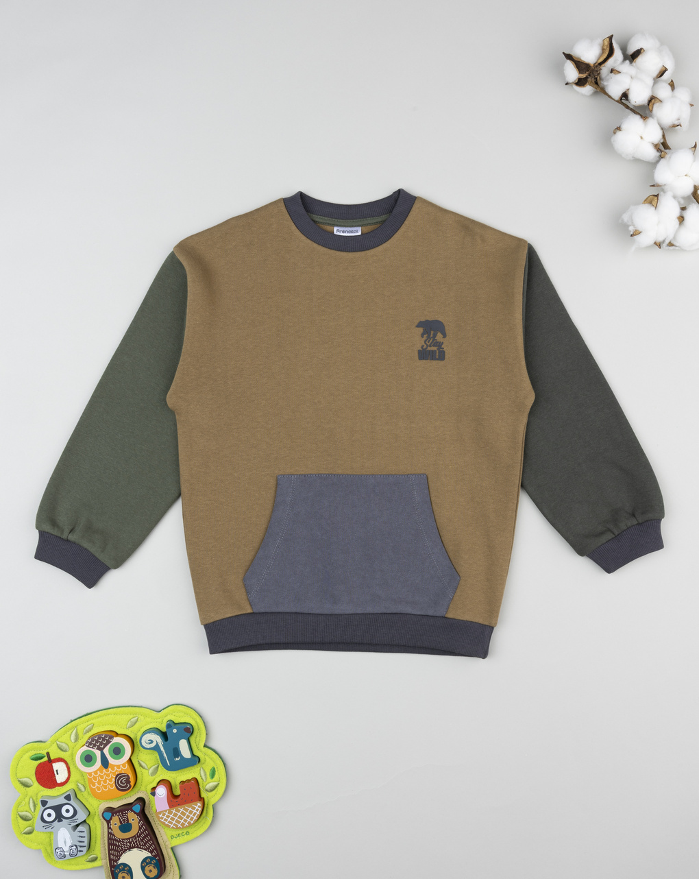 παιδική μπλούζα φούτερ καφέ stay wild για αγόρι