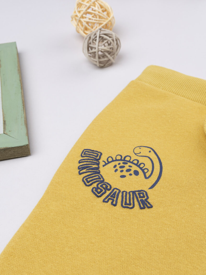 βρεφικό παντελόνι φόρμας κίτρινο με δεινόσαυρο για αγόρι - Prénatal