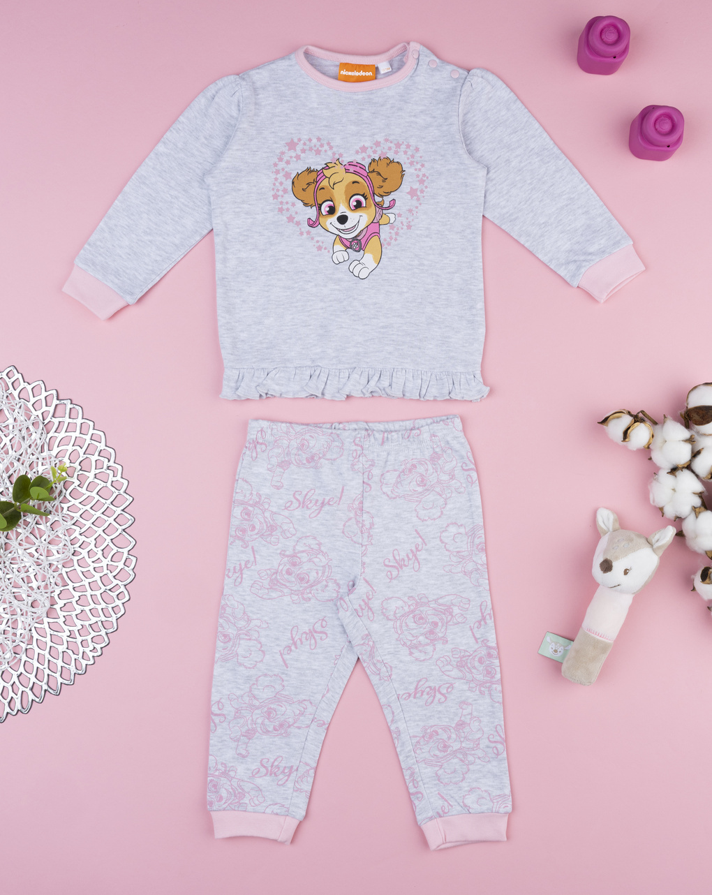 βρεφική πιτζάμα γκρι paw patrol για κορίτσι