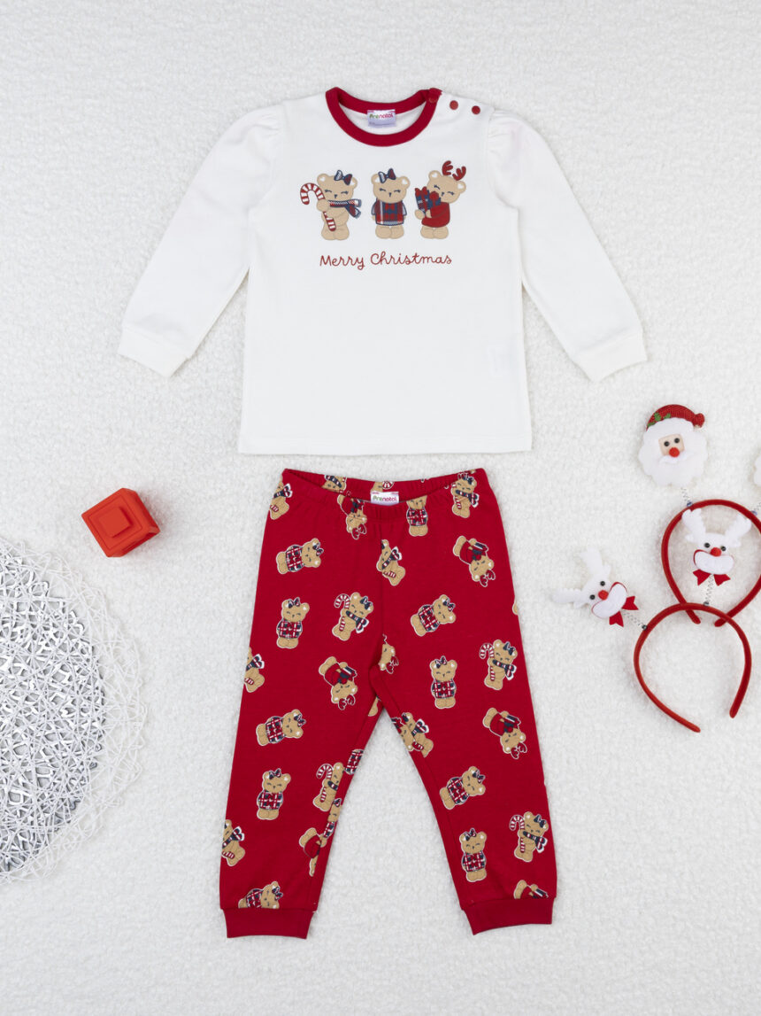 βρεφική χριστουγεννιάτικη πιτζάμα teddies για κορίτσι - Prénatal