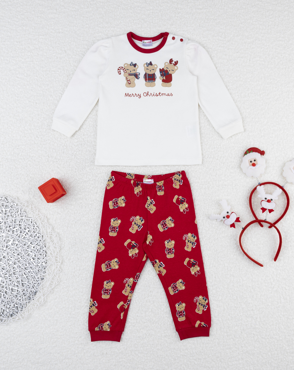 βρεφική χριστουγεννιάτικη πιτζάμα teddies για κορίτσι